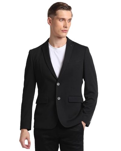 Men Solid Single Breasted Casual Blazer